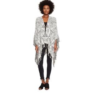 NWT The Kooples black/white oversized poncho with jewelry charm clasp